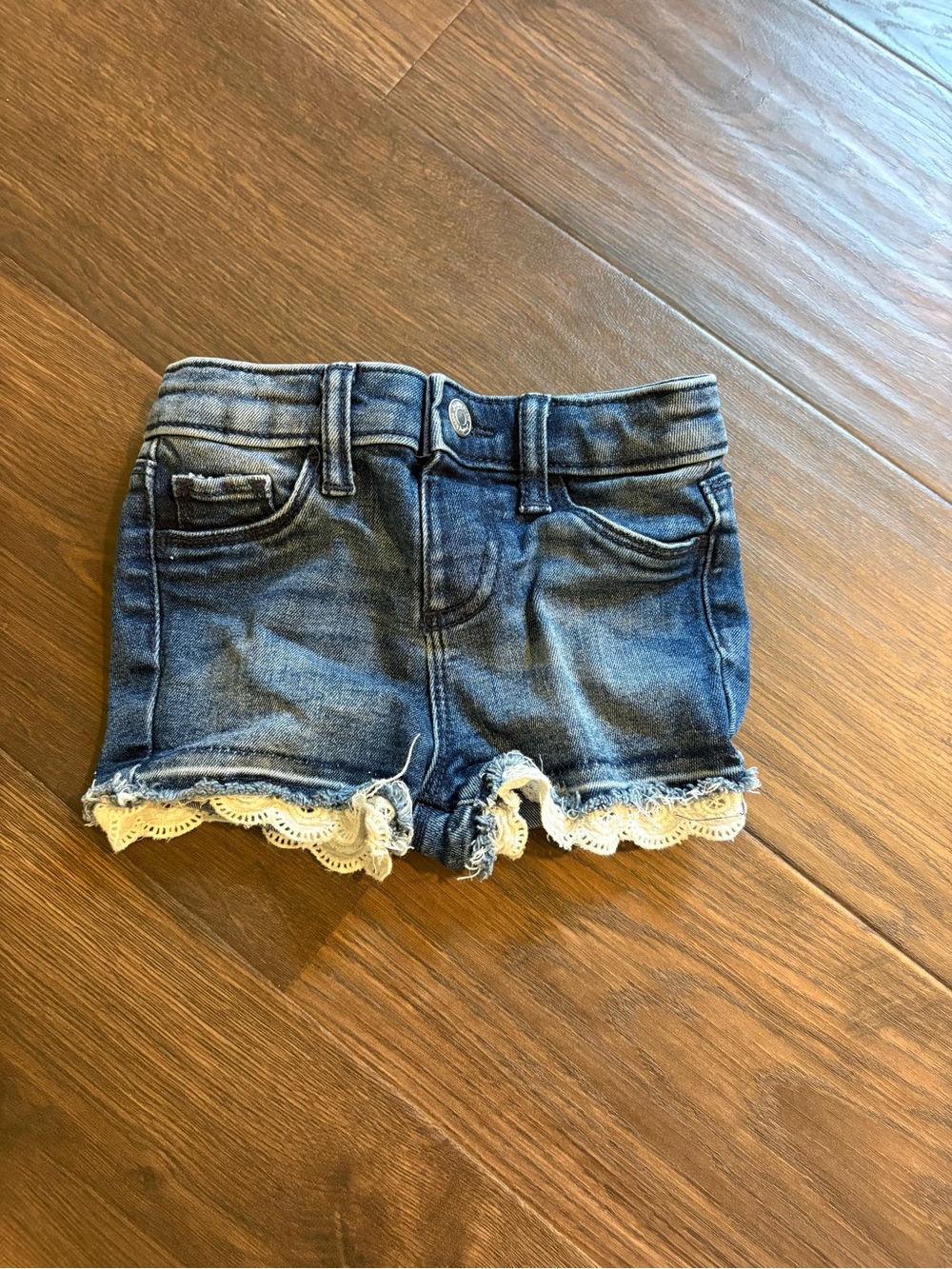 jumping beans Dark Blue Denim Shorts with White Lace Trim